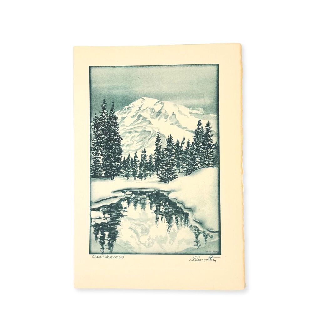 Vintage Alec Stern San Francisco Color Art Print Winter Scene California 6x8